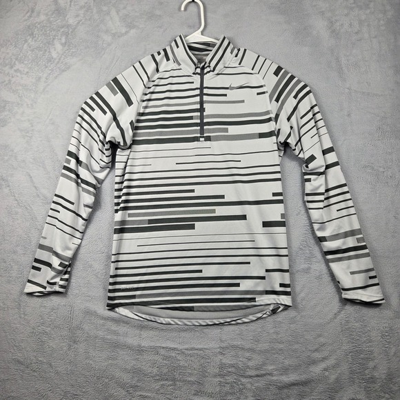 Nike Other - Nike Running 1/4 Zip Mens Small Grey Black Excellent Dri-FIT Striped Pullover